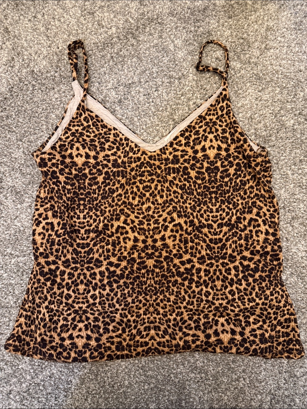 nine britton Leopard Print V-Neck Cami in Brown and Black